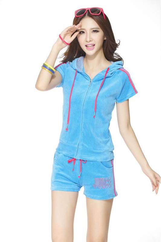 Juicy Couture Pearl Velour Short Tracksuits Blue 1147C831